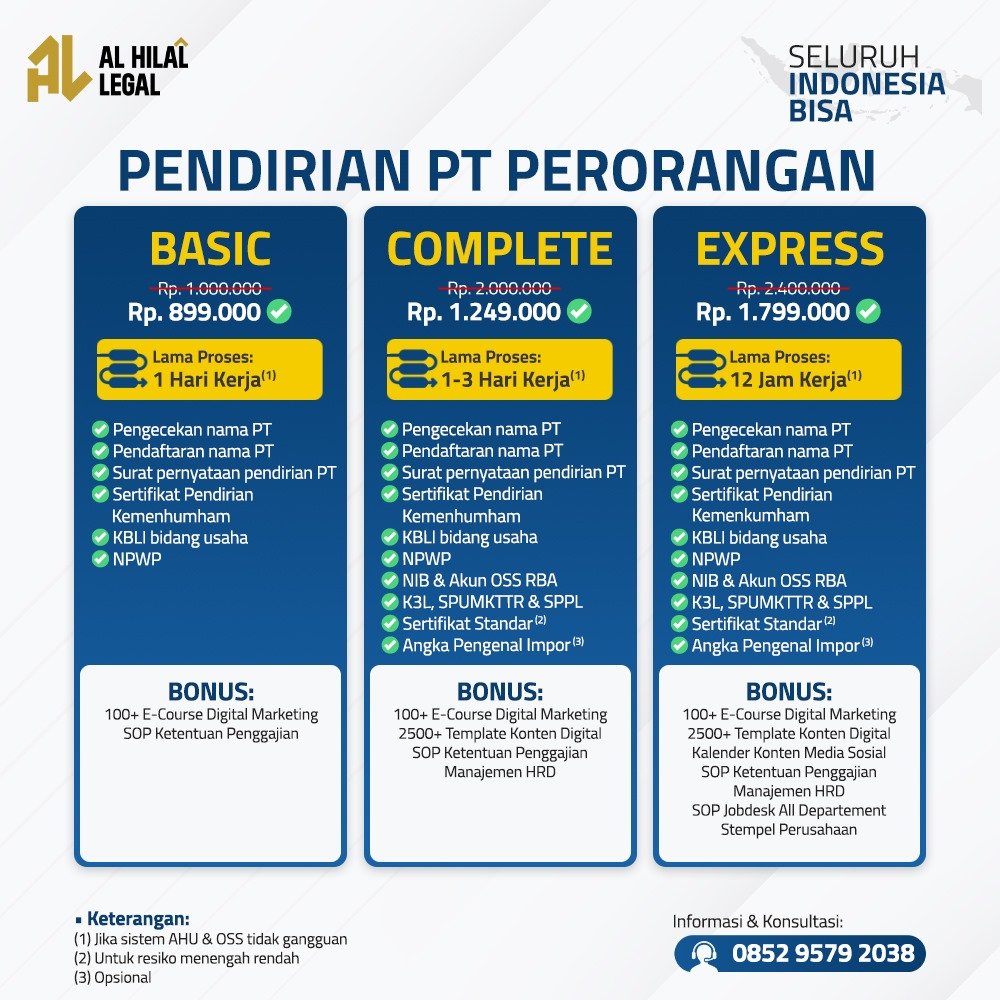 Jasa Pendirian PT Perorangan Bandung yang Paling Membantu